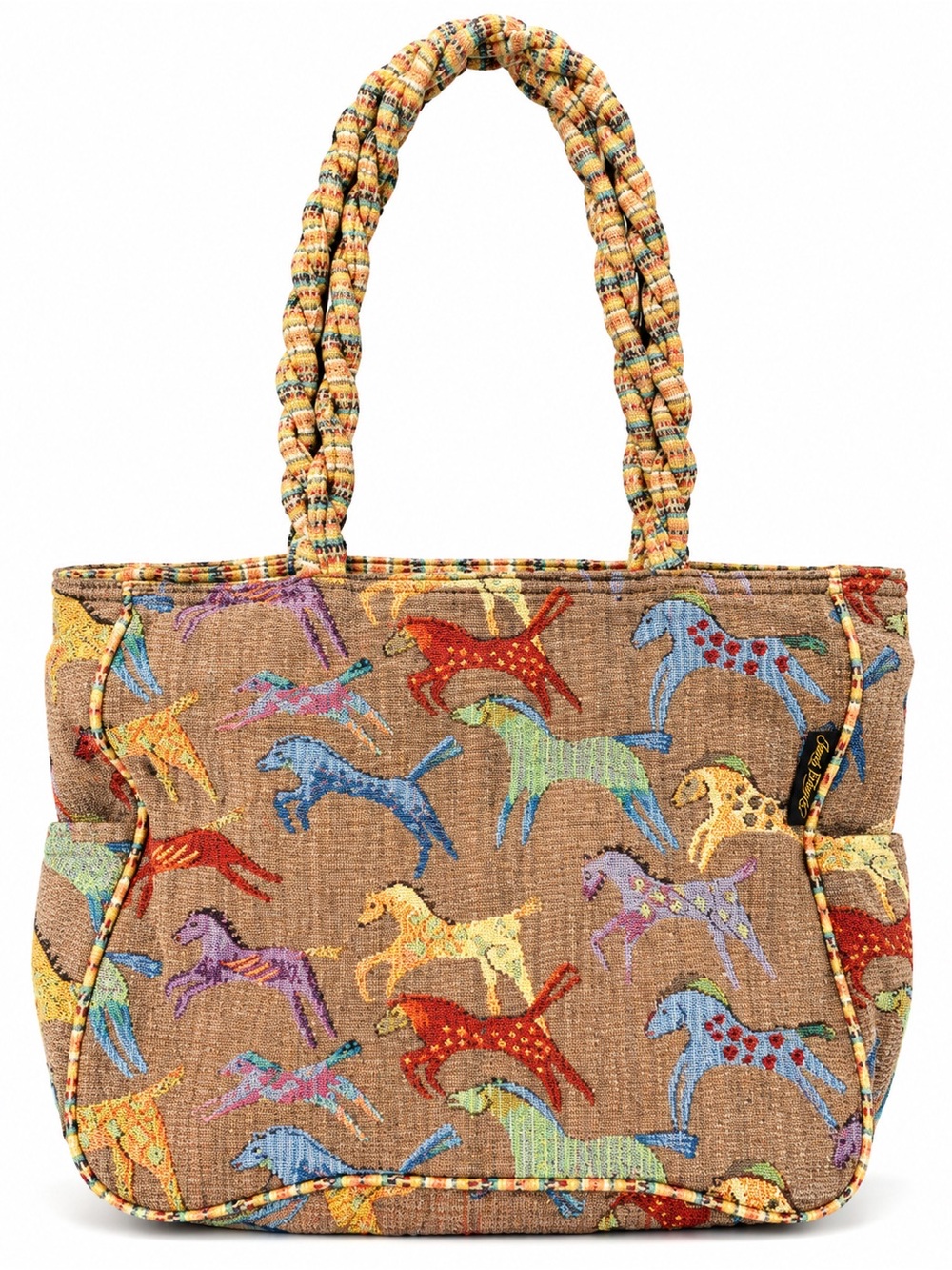 Laurel Burch Colorful Horses Tapestry Shoulder Tote Bag Equestrian Boho